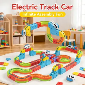 Infinite Race! Rechargeable Magnetic Train Set for Kids, DIY 3D Roller Coaster Rail Track with High Rise, Great Birthday Gift for 3-8 Years Old