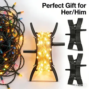 8/12-Pack Rotating Christmas Lights Organizer - Black Cord Storage Reel with Handle for Holiday Lights, Garland, Extension Cords | Space-Saving, Tangle-Free Valentine‘s Day Gift for Home Organization Lovers