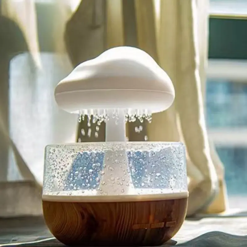 A refreshing summer must-have: a cool and creative raindrop humidifier and aromatherapy diffuser – Cloud Rain Rainbow Mushroom Lamp, essential oil humidifier with gradient effect and mood lighting