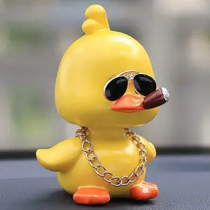 Cute Yellow Duck Car Ornaments Cool Duck Car Dashboard Decorations Shaking Head Doll
