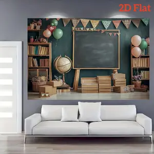 1pc 2D Flat 2D Foldable Banner – School-Themed Party Decor, No Power Needed, Perfect for Homes & Photography Studios Background Cloth White