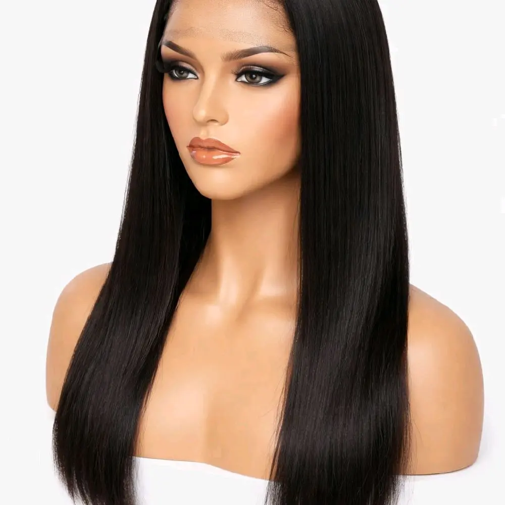 Straight Human Hair Wig-100%Natural Black Hair Unprocessed Hair extensions Soft Smooth