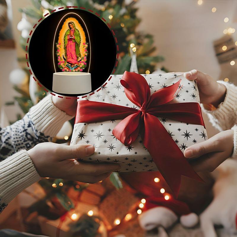 Our Lady of Guadalupe 3D Night Light, Virgin Mary LED Lamp for Home Altar & Prayer Room, Catholic Religious Decor, Spiritual Blessing Gift for Mom