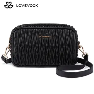 LOVEVOOK Quilted Crossbody Bags for Women, Small Trendy Leather Purse, Shoulder handbag with Adjustable Strap for Gift