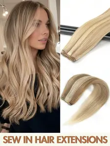Seamless Human Hair Extensions, Real Hair 1 Piece 50g Straight, Natural 12-24 Inches Bundles, DIY Braids for Women, Lightweight Daily Accessories