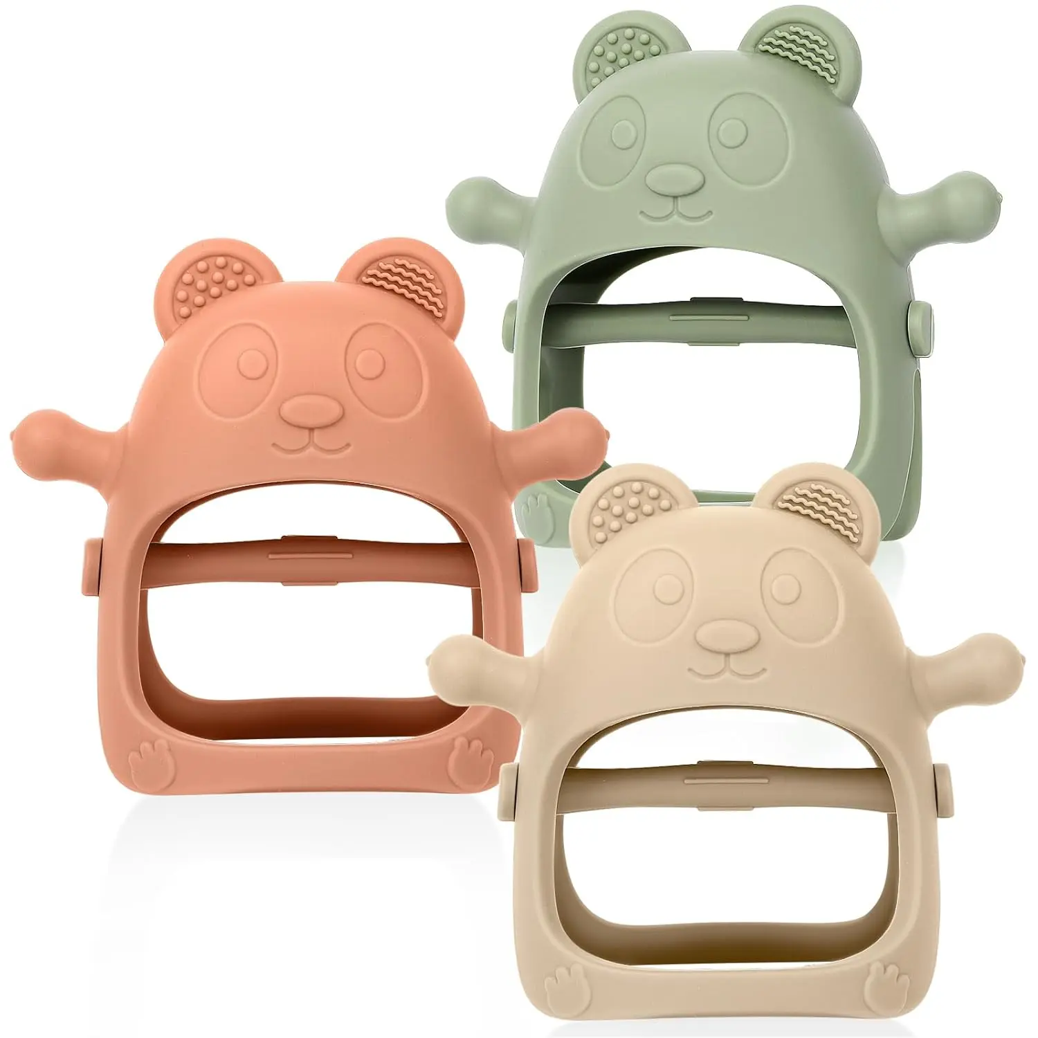 Baby Teething Toys 3 Pack - Silicone Mitten for Babies 3 Months+ Anti-Drop Wrist Hand Teether with Wrist Hand Support and BPA Free Design