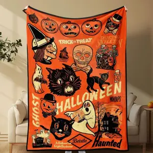 Soft Funny Throw Blanket Halloween Themed Blanket,Spooky Patterned Warm,Bedroom Bedding Blankets,Warm Napping Blanket For Home Office Travel Camping