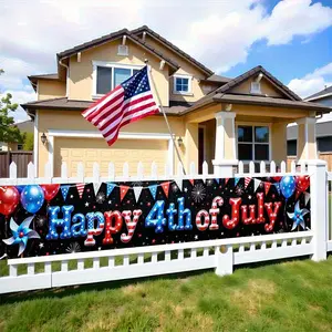 Happy 4th of July Patriotic Banner | 1PC Large Outdoor Yard Flag for Independence Day Decorations