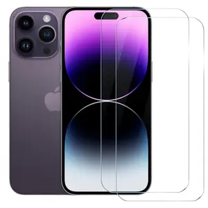 Screen Protector foriPhone 14 Pro/14/13 , 2-Pack Clear 9H Tempered Glass Film Cover Sensor Protection Case Friendly for 6.1 inch