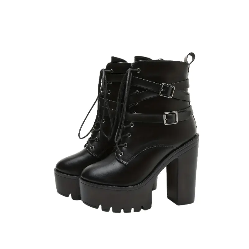 Women's PU Round Toe Chunky Platform Ankle Booties, Stylish Casual Footwear Shoe Women's PU Round Toe Chunky Platform Ankle Booties, Stylish Casual Footwear Shoe