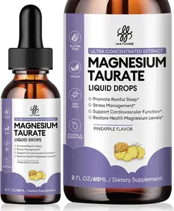 iMATCHME Vegan Magnesium Taurate Liquid Drops, High Absorption Mineral Complex with Vitamin B6 & CoQ10, Pineapple Flavor, Non-GMO, Gluten & Sugar Free Daily Nutritional Supplement, 2 Fl Oz