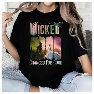 Vintage Wicked Changed For Good T-Shirt, Defy Gravity Broomstick Magic Wand, Wizard Movie Fan Tee, Wicked Musical Fan Gifts