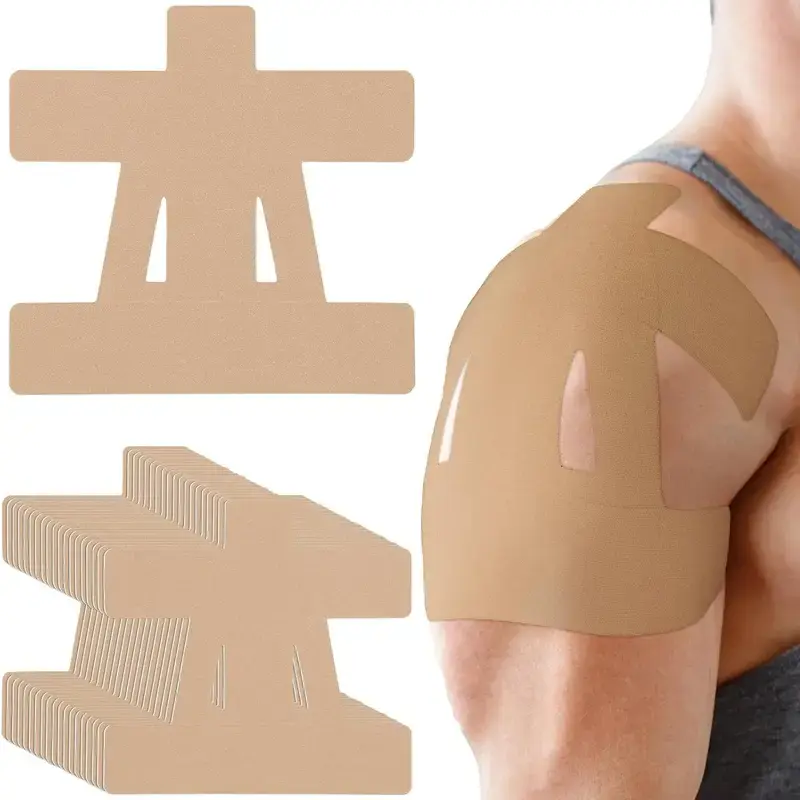 Unisex Precut Cotton Kinesiology Shoulder Tape - Waterproof, Breathable All Seasons Athletic Tape for Support, Pain Relief in Basketball, Gym, Shoulder Support, Cotton Tape sport injury prevention enhance elastic kinesiology
