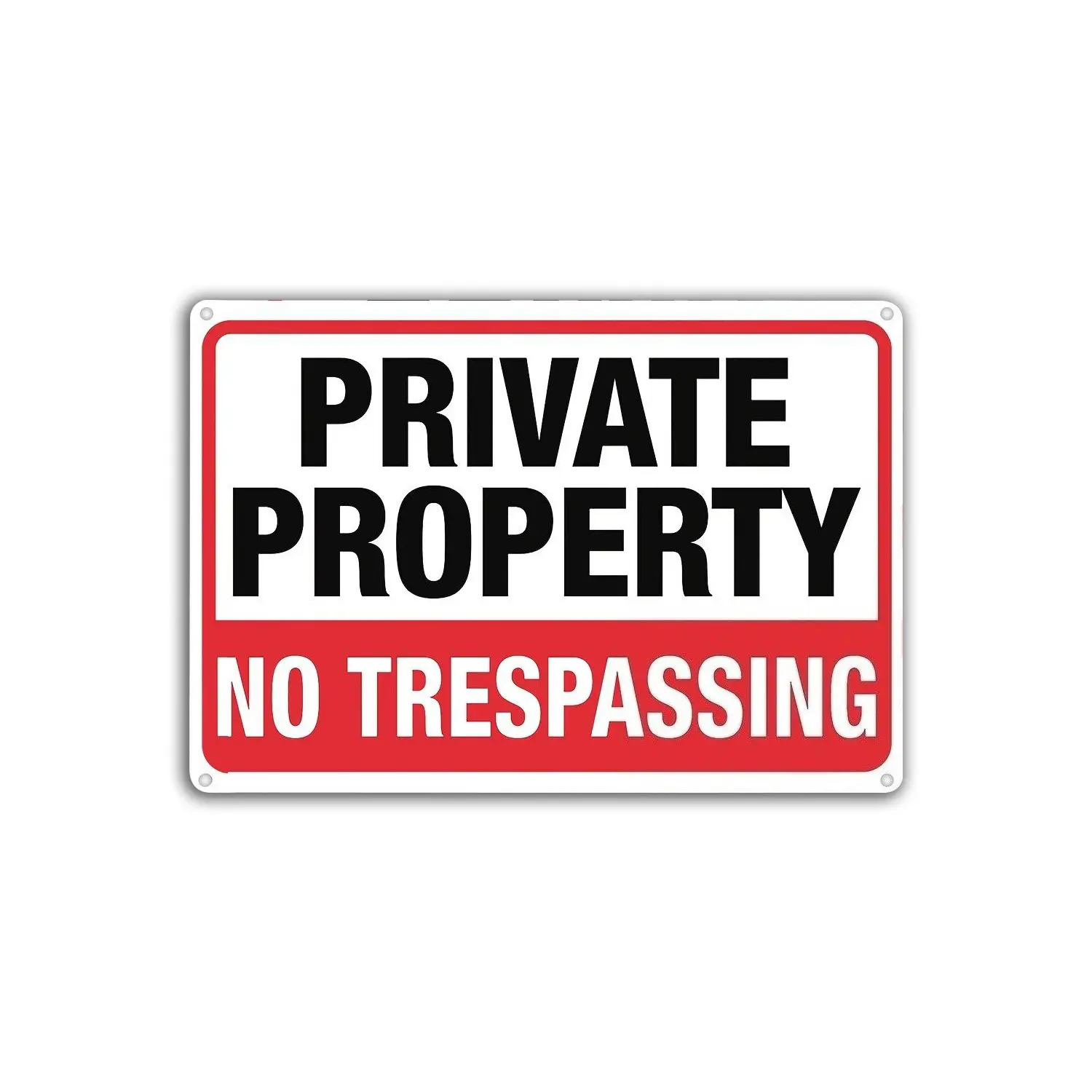 No Trespassing Signs Private Property, 12x8 Inch Aluminum, Rust-free aluminum with UV print; weatherproof for yard, fences, gates, farms, driveways, and home entrances