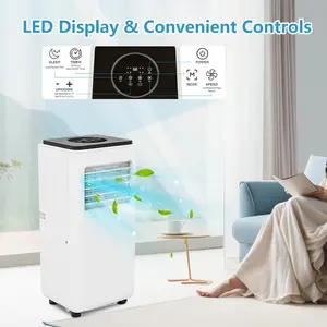 8,000 BTU Portable Air Conditioner for Apartment, Office, Bedroom,Kitchen,Garages,Dorms,3-In-1 Cooling, Dehumidifier & Fan for Rooms Up to 350 Sq.Ft, Remote Control, 24H Timer, Quiet 50 DB, Window Kit Included, White & Grey