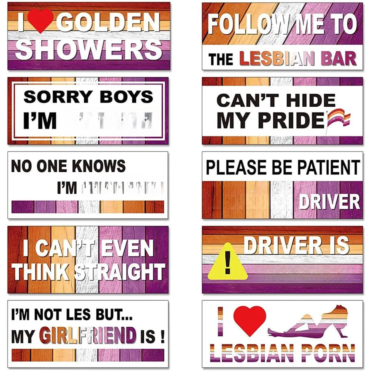 10 count Gay Funny  Bumper Sticker, Bumper  Funny   Rainbow Bumper Stickers Prank  Stickers Colorful  Accessories for Fridge (03)