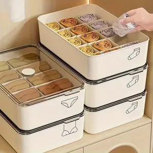 Plastic Underwear Socks, 1-3 Pieces, No Grid Design, Open/closed Transparent Cover, Wardrobe Organizer, Durable Plastic Organizers