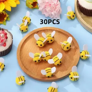 30pcs Cute Bee Fur Balls DIY Accessories, Handmade Accessory, Handmade Clothing Hat Decorations, No Clips Included, Model Xinghao