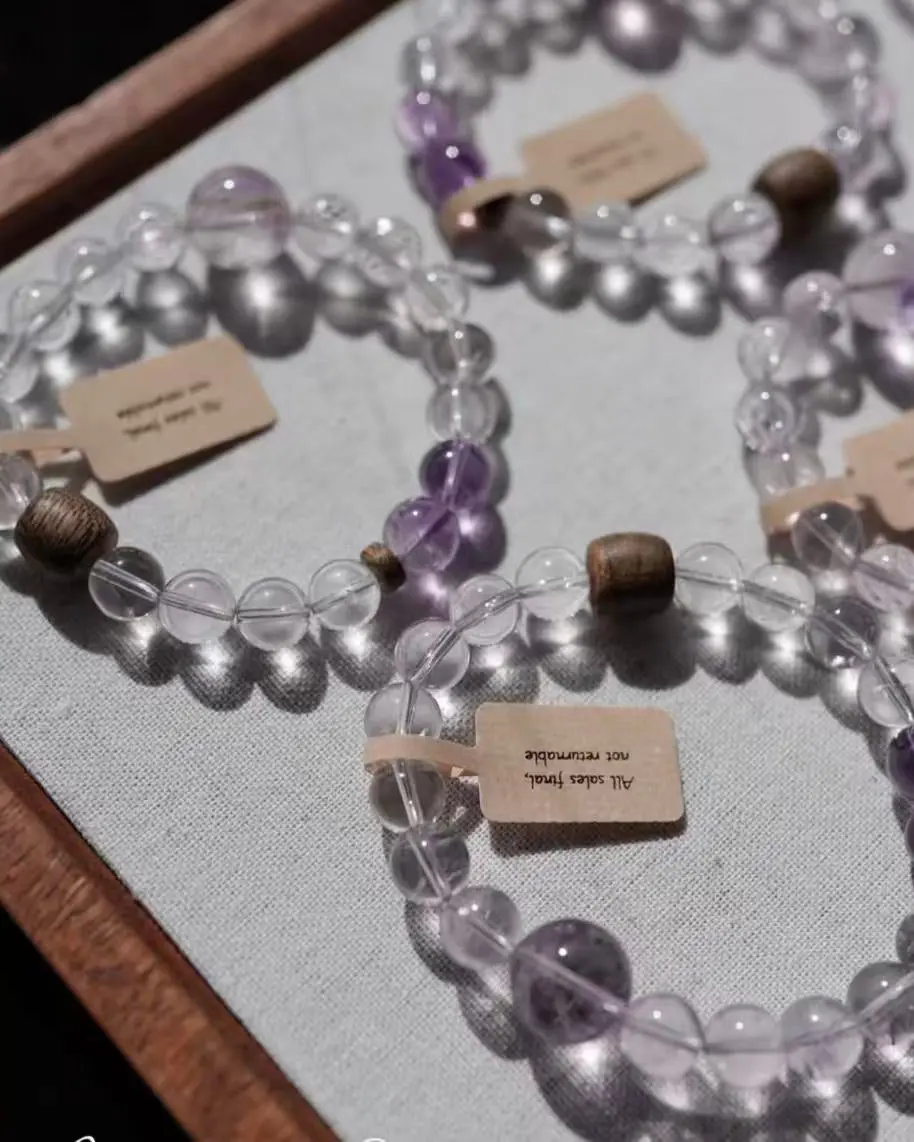 Natural Brazilian Amethyst & Agarwood Unique Design Bracelet