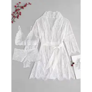 Size Deep V Neck Lace Bodysuit Lingerie Set for Night Out Party Elegant Underwear