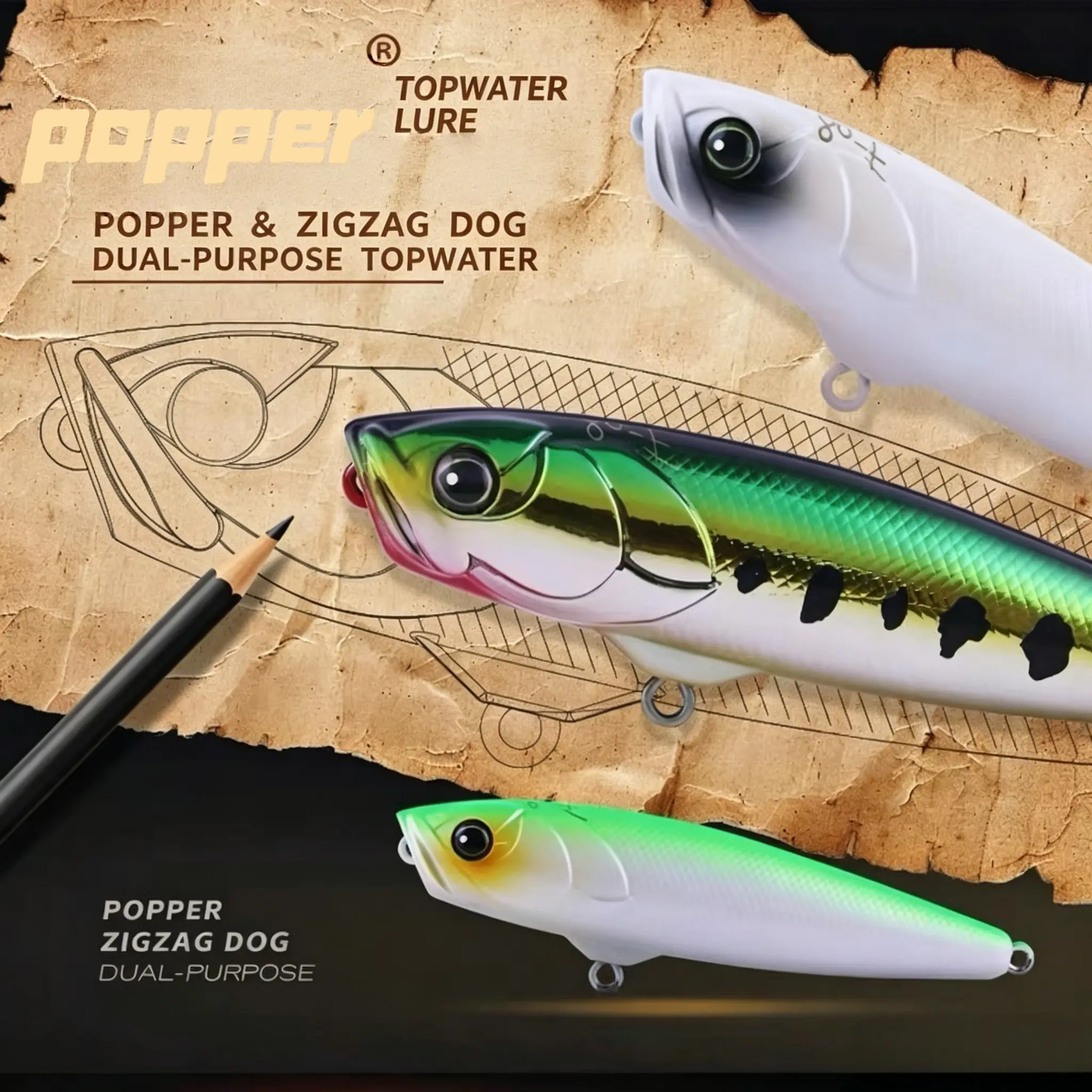 DeepJaw Outfitters Topwater Fishing Lure - Tilted Fishing Tackle with Tungsten Steel Gravity Center Transfer Mechanism