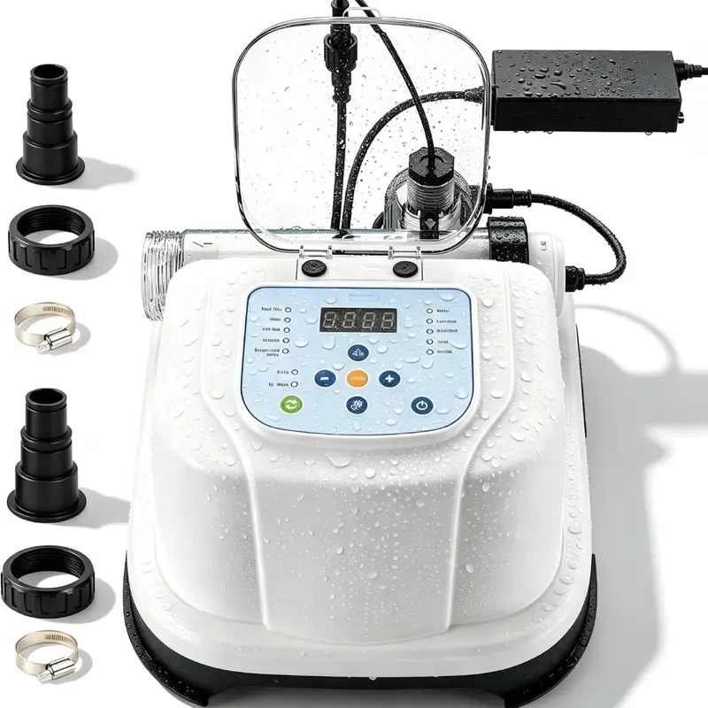 Saltwater Chlorinator System for Above Ground Pools up to 15,000 Gallons,Test Strip Included,Self-Cleaning Saltwater Pool Chlorinator Generator