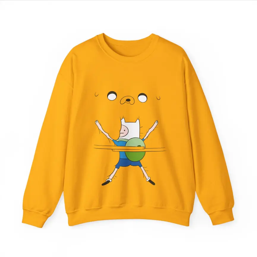 Youth & Adult Finn and Jake Hugging Crewneck Adventure Time Sweatshirt