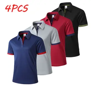 Men's Colorblock Trim Polo Shirt 4-Pack — Short Sleeve, Stylish & Comfortable, Perfect for Work, Casual, & Everyday Wear