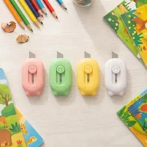 8-Piece Pig-Shaped Utility Knife Set - Ergonomic Anti-Slip Grip Design, Sharp & Smooth Unboxing | Stationery Set / Unboxing Tools / Utility Knife / Creative Gifts / Office Supplies