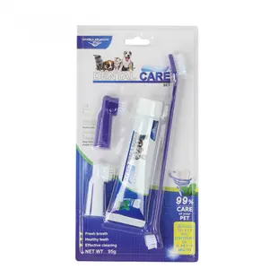Green Meadow Pet Dental Care Set - Dog & Cat Toothbrushes, Finger Brush, Beef-Flavored Toothpaste