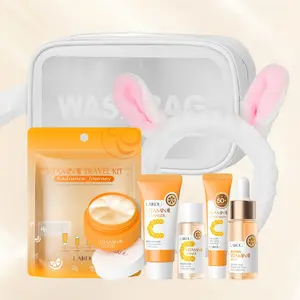 Laikou Vitamin C Bright Flawless Set, Radiance Journey, Moisturizing, Even Skin Tone, Smooth Fine Lines, Cleanser 20g, Toner 20ML, Cream 8g, Sunscreen 10g, Serum 17ML, Hairband & Makeup Bag Included
