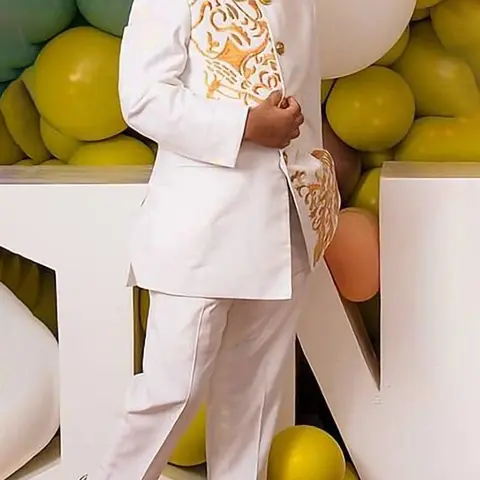 Stylish Embroidered Standing Collar Formal Toddler Tuxedo Combined Set Suit for African Boys, Perfect for Special Occasions, Make Your Little Prince the Center of Attention
