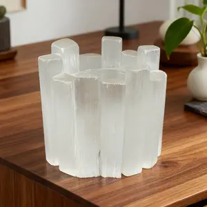 Natural Cylindrical Tea Wax Holder Handmade Moroccan Plaster Strip Candle Holder Suitable for Yoga Meditation Decoration Wedding Holiday Table Decoration Handmade