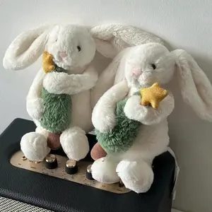 Jellycat White Bunny Plush Toy with Star, Soft Cute Rabbit Stuffed Animal, Kawaii Gift for Kids Girls Birthday Easter