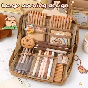 Capybara Stationery Set with Multi-Layer Design, Cute Pencil Case Includes Stickers & Accessories, Perfect Gift for Kids, Student Essentials