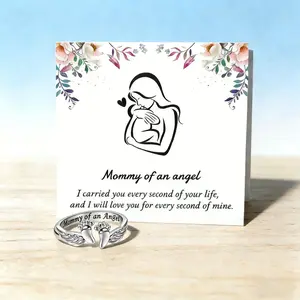 Adjustable Letter & Wing Design Cuff Ring, Fashionable Jewelry for Women, Elegant All-match Fashion Accessories for Daily Wear, Personalized Angel Ring, Engraved Ring,Birthday gift.