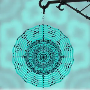 Mandala Pattern Wind Spinner, 3D Mandala Wind Spinner, Metal Garden Art for Outdoor Decor, All Season Wind Chime, Indoor Outdoor Hanging Ornament