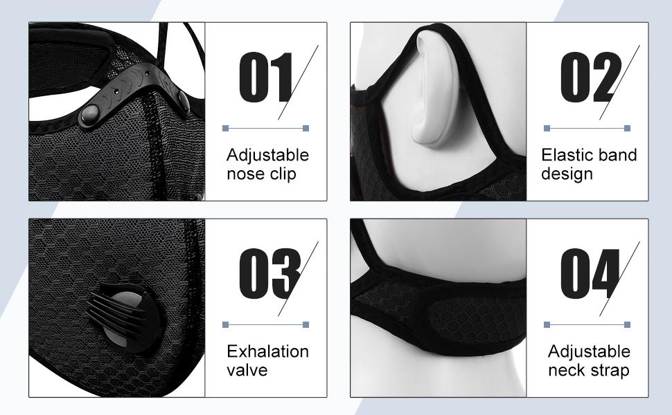 Reusable PM2.5 Cycling Face Mask for Men Women, Breathable Dust Mask with Breathing Valve, UV Protection Motorcycle Riding Face Cover, Windproof Outdoor Sports Mask for Running Hiking Fishing Camping Workout Travel Summer Essentials