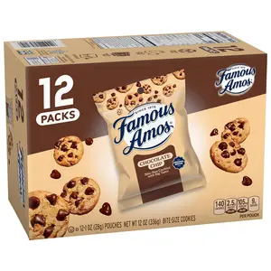 Famous Amos Classic Chocolate Chip Cookies, 1 Ounce Bag (Pack of 12) Snack Bite