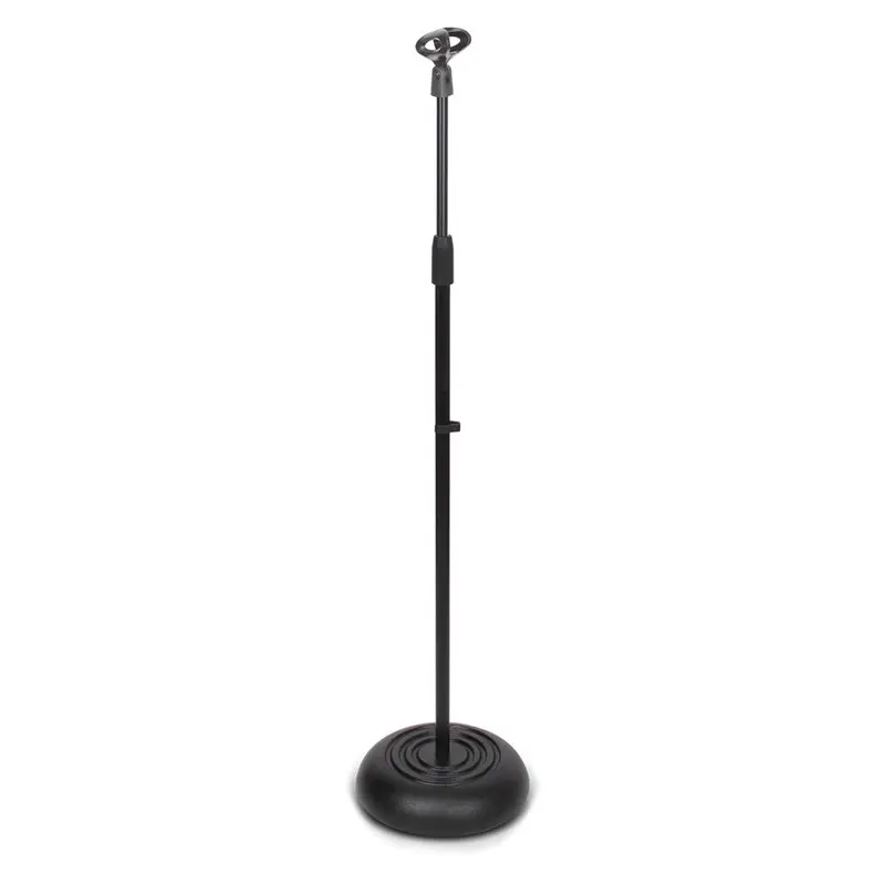 Pyle Steel-Metal Freestanding Microphone Floor Stand - Height-Adjustable, Sturdy Base, Universal Mount, Mic Clip & Holder, Lightweight Portable Audio Accessory for Studio, Live Performance