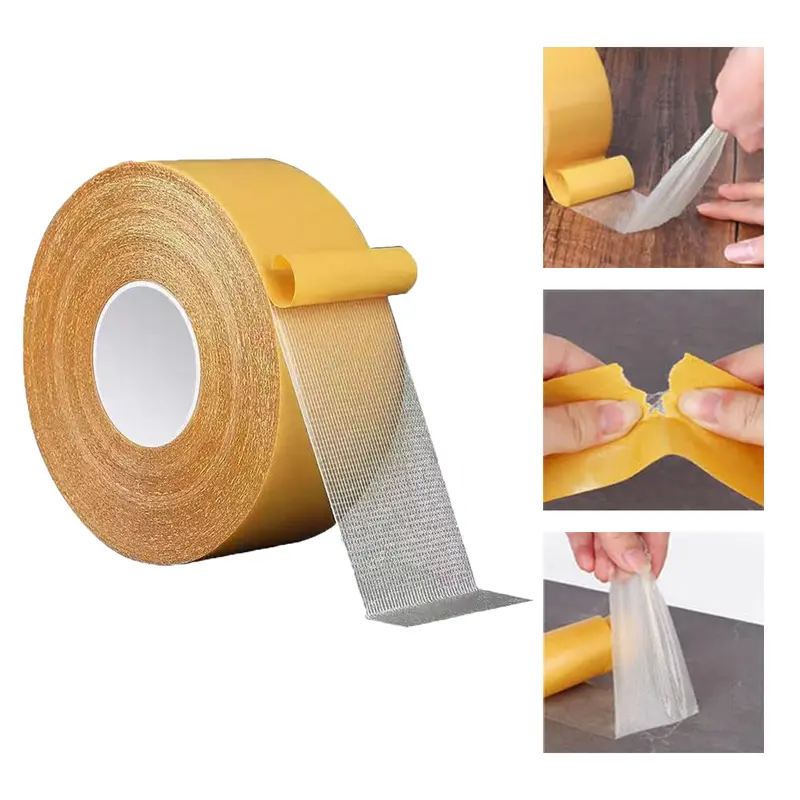 Transparent Cloth Mounting Tape,Double Sided Carpet Tape Heavy Duty,Rug Tape for Carpet Floor Hardwood Floors tilling Area Rugs,mats,Posters,Wall Hanging etc (1.4inch x 33FT/10m)