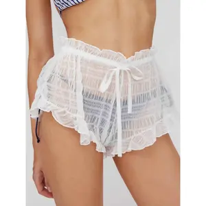 Cider Knotted Lettuce Trim Cover Up Shorts SwimWeek