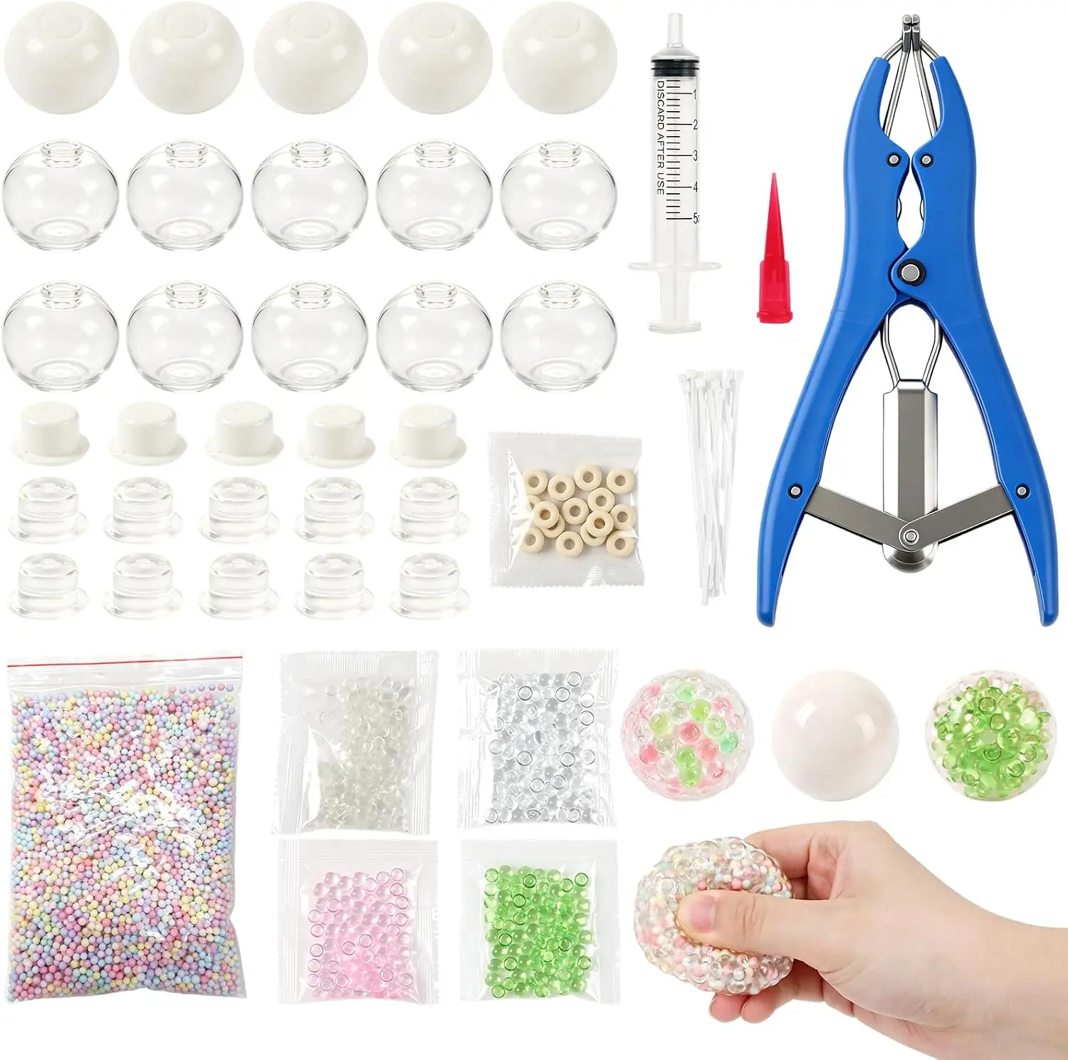 DIY Pressure Ball Making Kit with Squishy Maker and Filling, Squishy Sensory Fidgets, Strawberry, Dumpling and Cat Paw Shapes, Dumplings Stress Balls, Transparent Skin, Air Pump and Expansion Tool, Adult Stress Relief, Squishy Fun Set
