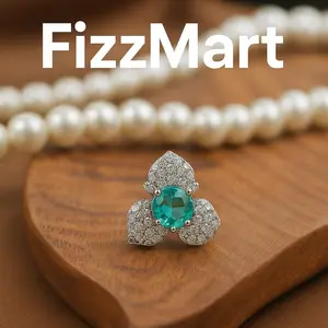 FizzMart Flower Ring – 18K White Gold Plated with Lab-Grown Gemstone | Elegant, Timeless Jewelry Gift for Women