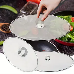 2PCS Stainless Steel Splash Proof Oil Covers, Multifunctional Food Storage Lids for Frying Pans, Uncharged Kitchen Accessories, Oil Containment, Kitchen Tool, Durable Kitchen Item (13” and Small 10” Shield)