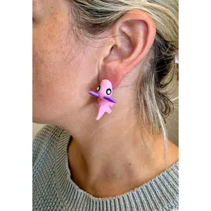 Axolotl Chomper Earrings | Cute Axolotl Dangle Jewelry | Multicolor 3D Printed Earrings | Unique Animal Lover Gift