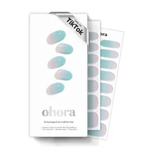 ohora Semi Cured Gel Nail Strips (N Soap Bubble) - Works with Any Lamps, Salon-Quality, Long Lasting, Easy to Apply & Remove