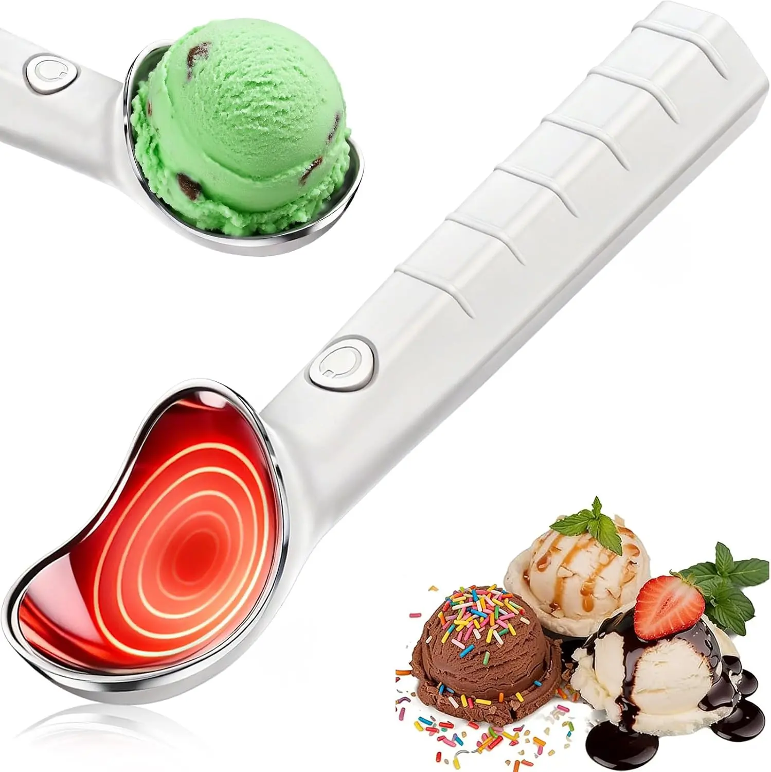 Heated Ice Cream Scoop, IP67 Waterproof, Rechargeable Electric Warming Scooper, Heats to 158F for Hard Ice Cream