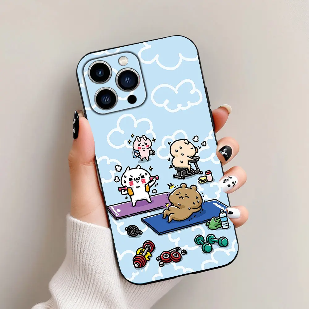 Chiikawa Choose it as a gift.The black TPU for iPhone case adds charm with its cuteness, protects the lens well, and is highly reliable in durability. for iPhone11/ 12/ 13/ 14/ 15/ 16 Pro Max