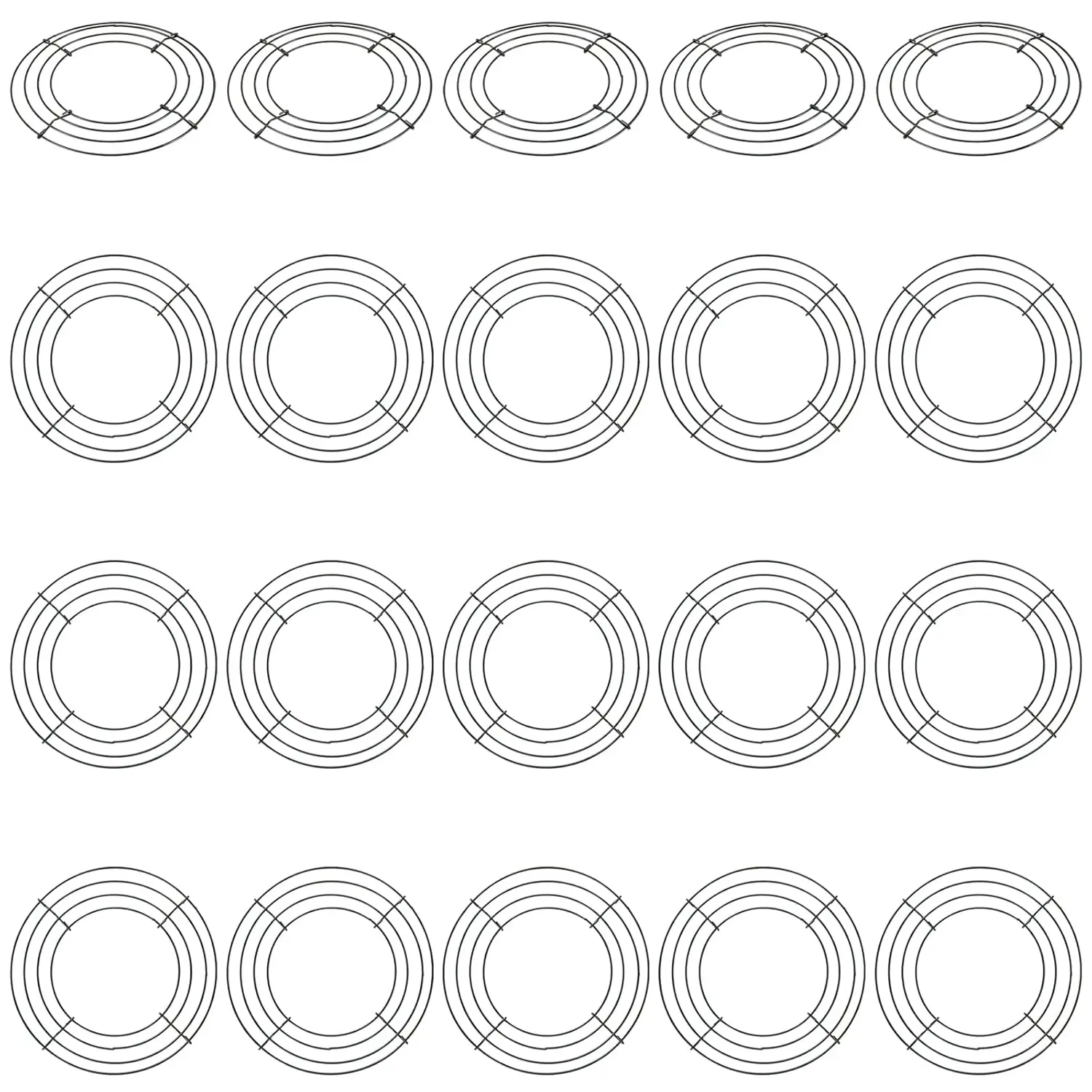 20-Pack 8-Inch (8" Outer) Round Metal Cast Iron Wire Multi-Ring Wreath Bases - Floral Craft Frames for DIY Valentine's Day Decor, All Seasons Home Supplies (Ceilings Compatible, for DIY Enthusiasts)